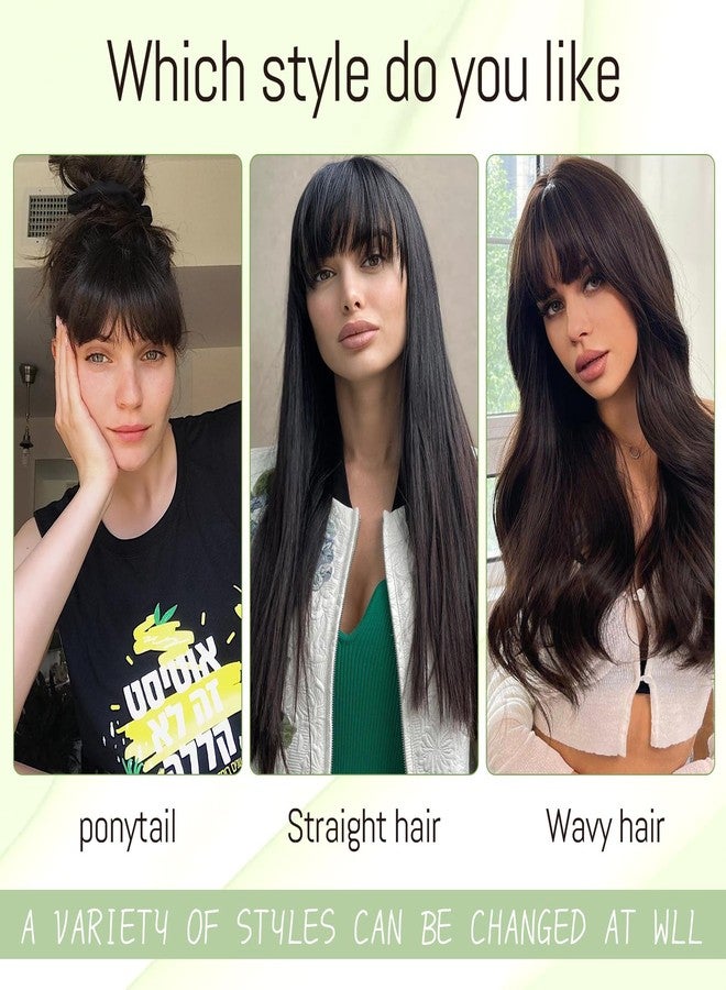 Eawwii Natural Black Clip-in Bangs, French Bangs 2 Secure Clips, Temples Hairpieces for Authentic-looking Bangs, 100% Human Hair Extensions for Bangs - Image 4